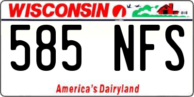 WI license plate 585NFS