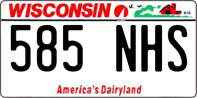 WI license plate 585NHS
