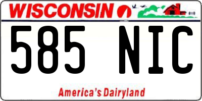 WI license plate 585NIC