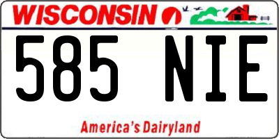 WI license plate 585NIE