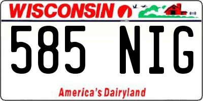 WI license plate 585NIG