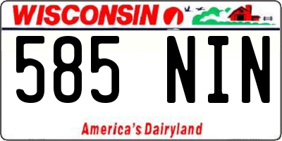 WI license plate 585NIN