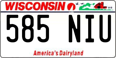 WI license plate 585NIU