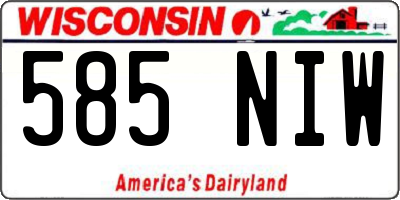 WI license plate 585NIW
