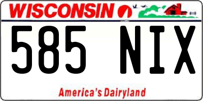 WI license plate 585NIX
