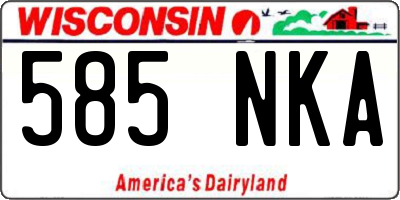 WI license plate 585NKA