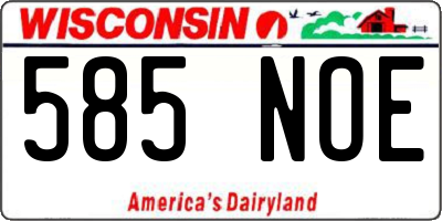 WI license plate 585NOE