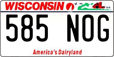 WI license plate 585NOG