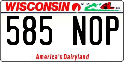 WI license plate 585NOP