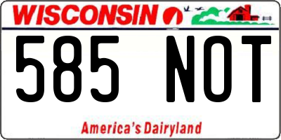 WI license plate 585NOT