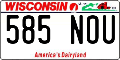 WI license plate 585NOU
