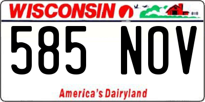 WI license plate 585NOV
