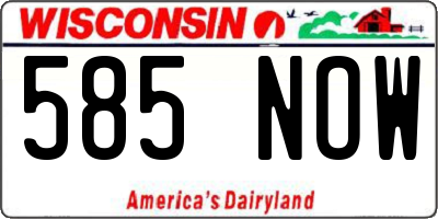 WI license plate 585NOW