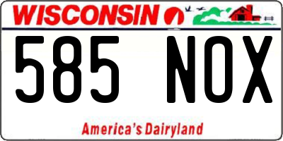 WI license plate 585NOX