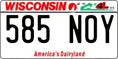 WI license plate 585NOY