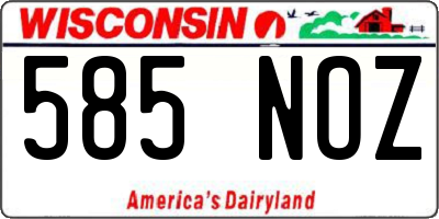 WI license plate 585NOZ