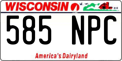 WI license plate 585NPC