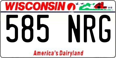 WI license plate 585NRG