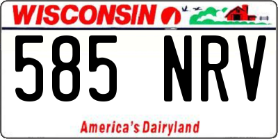 WI license plate 585NRV