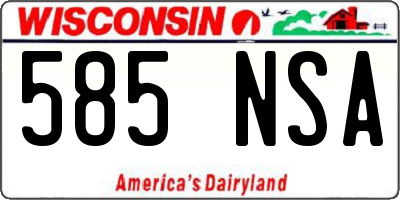 WI license plate 585NSA