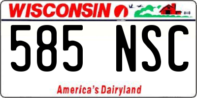 WI license plate 585NSC