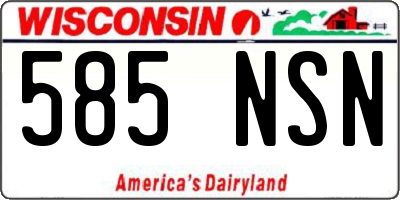 WI license plate 585NSN