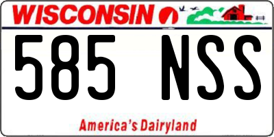 WI license plate 585NSS