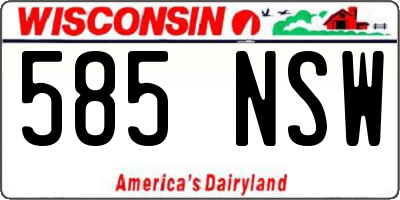 WI license plate 585NSW