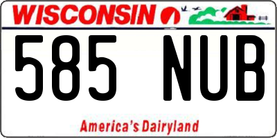 WI license plate 585NUB