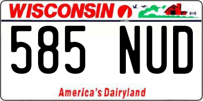 WI license plate 585NUD