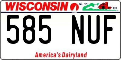 WI license plate 585NUF