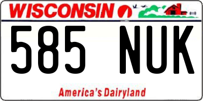 WI license plate 585NUK