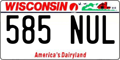 WI license plate 585NUL