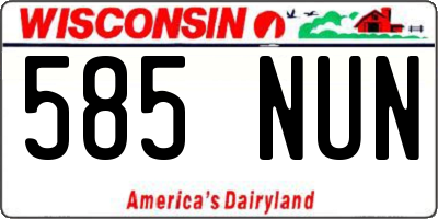 WI license plate 585NUN