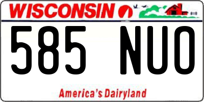 WI license plate 585NUO