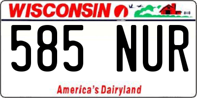 WI license plate 585NUR