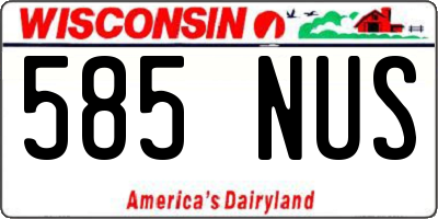 WI license plate 585NUS
