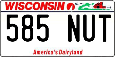 WI license plate 585NUT