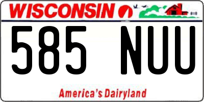 WI license plate 585NUU
