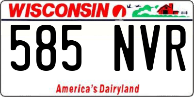 WI license plate 585NVR