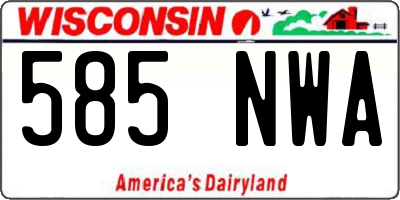 WI license plate 585NWA