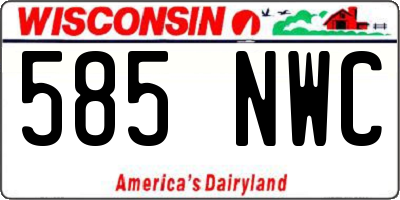 WI license plate 585NWC