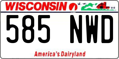 WI license plate 585NWD