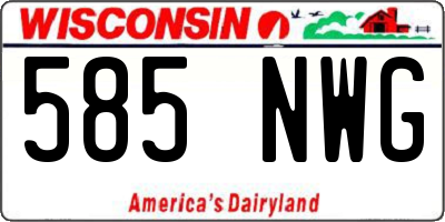 WI license plate 585NWG