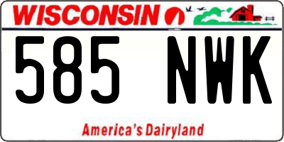 WI license plate 585NWK