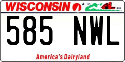 WI license plate 585NWL