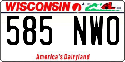 WI license plate 585NWO