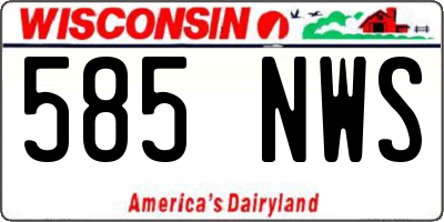 WI license plate 585NWS