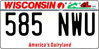WI license plate 585NWU