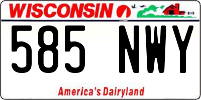 WI license plate 585NWY